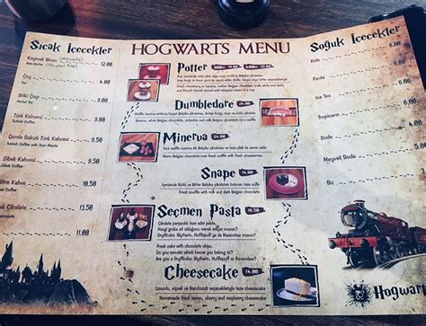 hogwarts express cafe menü